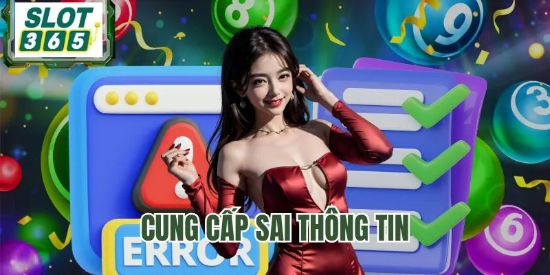 Khi điền sai thông tin